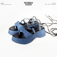 ราคา womenager Dani platform Indigo denim รองเท้าแตะ ส้นตึก (19959303725)