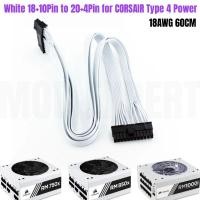 ราคา สีขาว18 10Pin ถึง20 4Pin 24Pin สายไฟหลัก ATX สำหรับ RM750x CORSAIR 750W RM850x 850W RM1000i 1000W Modular PSU 60CM 18AWG (20672801736)
