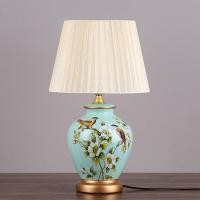 ราคา LRF จีนชนบทสีฟ้าดอกไม้และผีเสื้อโคมไฟตั้งโต๊ะเซรามิกยุโรปผ้าE27โคมไฟLEDสำหรับข้างเตียงและFoyer สตูดิโอ (5480126573)