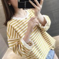 ราคา XWshop เสื้อแขนยาวลายทางสไตล์มิมิมอลเรียบง่าย แต่ดูดีย์ เสื้อยืดคอปาดลายขวาง แบบกลาง โอเวอร์ไซส์ แขนพอง สไตล์ตะวันตก (16352349293)