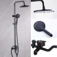 ราคา ฝักบัวอาบน้ำ shower ชุดฝักบัวน้ำ 3ฟังก์ชั่น ฝักบัวก้านแข็ง ฝักบัวสายอ่อน ก๊อกน้ำ สีดำ rain shower ฝักบัวอาบน้ำ (16378686806)