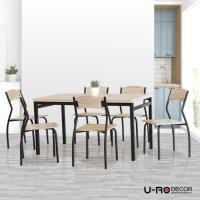 U-RO Decor ชุดโต๊ะรับประทานอาหาร โต๊ะ 1 เก้าอี้ 6 ตัว รุ่น Sonoma