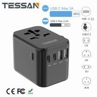ราคา Universal Travel AdaptOr Worldwide International Plug with 3 USB C 2 USB A Ports TESSAN Universal Power Adapter 5 USB 5 6A Worldwide Travel Adapter All in one Outlet Adapter Converter USA to Europe UK