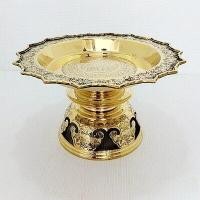 ราคา โตกโบราณขาฉลุเบอร์ 10 พานทองเหลืองแท้ มีสะดือ เนื้อหนาแข็งแรงมาก (7416606629)