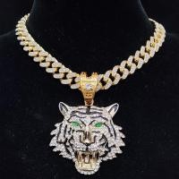 ราคา Hip Hop 3D Tiger Pendant Necklace Crystal Cuban Chain Hiphop Iced Out Bling Necklaces Men Women Fashion Charm Jewelry (20401276214)