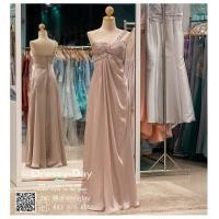 ราคา ชุดราตรีออกงาน ชุดราตรียาว ชุดราตรียาวไหล่เฉียง ชุดไปงานแต่งกลางคืน คนอ้วนใส่สวย PF063 3XL CMP แชมเปญ เบจ (8569629851)
