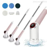 ราคา IPX5เครื่องขัดแบบหมุนไฟฟ้ากันน้ำหน้าจอ LCD ความเร็วสองระดับอุปกรณ์ขัดถูเวลาอาบน้ำไฟฟ้าไร้สายพร้อมที่จับยืดหดได้และหัวแปรง7เครื่องทำความสะอาดไฟฟ้าด้ามจับขยายปรับได้สำหรับอ่างอาบน้ำกระเบื้องปูพื้นหน้าต่