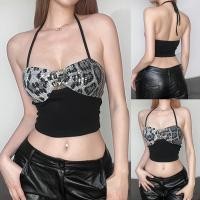 ราคา เสื้อชุดแขนขาสั้นคล้องคอสำหรับสตรีแบบมีปะลายเสือดาวแขนกุด (19163284197)