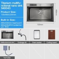 ราคา HIGOLD Black Titanium Nano 304 Stainless Steel Sink Thickened Handmade Sink Single Sink Wash Basin Sink Wash Basin Kitchen Countertop Basin Basin Sink Set (17183026391)