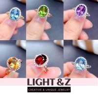 ราคา LIGHT Z ใหม่แฟชั่นแหวนพลอยรูปไข่สุภาพสตรีงานแต่งงานประกายเครื่องประดับเปิดแหวนปรับได้ (10049169979)