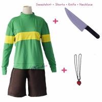 ราคา บ้านคอสเพลย์ เกมอนิเมะ Undertale Frisk Chara ชุดคอสเพลย์อีกต่อไปเสื้อสเวตเตอร์แขนยาวคอปกสูงเสื้อผ้ากางเกงขาสั้นสร้อยคอมีด (12264706094)
