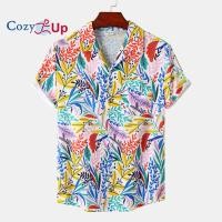 ราคา Cozy Up เสื้อฮาวายแขนสั้นเสื้อลำลองผ้าบาติกลายดอกไม้พอดีตัวสำหรับผู้ชาย (14065706970)
