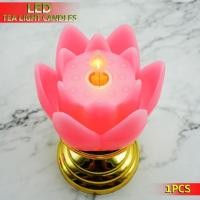 ราคา เชิงเทียนเดี่ยว ดอกบัว LED แบบใส่ถ่าน 3A ใช้2 ก้อน เทียนใส่ถ่าน โคมดอกบัวไฟฟ้า เชิงเทียนดอกบัว LED ไหว้พระ (19128520299)