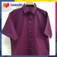 ราคา เสื้อเชิ้ตผู้ชายแขนสั้น สีม่วงมังคุด ผ้าอ๊อกฟอร์ด (15630965244)