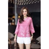 ราคา เสื้อลินินเกรดพรีเมี่ยม เนื้อผ้าขึ้นลาย เนื้อผ้ามีความนุ่ม ผ้าดีมากค่ะ งานปักดอกไม้เจาะฉลุ (20965111866)