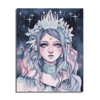ราคา CaiHuiSi Diy Paint By Numbers 40 50cm ระบายสีตามเลข ภาพระบายสีตามตัวเลข ผ้าใบ Starry Girl Unframed สีโดยตัวเลขบนผ้าใบ Home Wall Decor Painting By Numbers (10037080852)