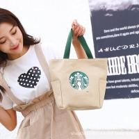ราคา กระเป๋าผ้าลายสตาร์บัค มี 4 สี สายกระเป๋าคาดแถบสี กระเป๋าถือใบเล็ก กระเป๋าใส่กล่องข้าวกลางวัน (9112993450)