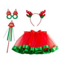 ราคา Christmas Tutu Skirt Ballet Dance Dress Princess Skirt Christmas Tutus Red Green Costume with Glasses for Little Girls polite (20811245551)