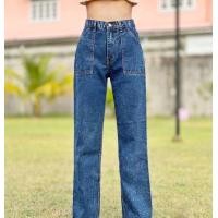 ราคา กางเกงยีนส์ทรงกระบอก เอวสูง กระเป๋าวินเทจ มี4 สี สีอ่อน สีสโนว์เข้ม สีกลาง สีดำสโนว์ (21035507905)