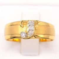 ราคา Happy Jewelry แหวนตัวอักษรตัว J หน้ากว้าง ขอบด้านในพ่นทรายสวยๆ ทองแท้ 9k 37 5 เพชรเกสร AL103 (17047319460)