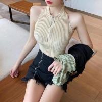 ราคา ส่งเร็ว KAYKAI พร้อมส่ง เสื้อสายเดี่ยวผ้าไหมพรมร่อง แขนกุด คล้องคอแต่งซิปด้านหน้า 4สี K237 (15929818460)