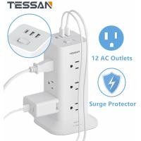 ราคา TESSAN Type C Adapter 1 8 M Extension cable Surge Protector Power Strip Tower Flat Plug Extension Cord 6 Feet with 12 Multiple Outlets 3 USB Ports 1 USB C Multi Plug Charging Station for Home Office S