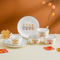 ราคา Home818 ชุดจานชามเซรามิค ลายมังกรส้ม จานลายเซรามิคกระเบื้อง 1เซ็ต14ชิ้น NO Z60 (21197298923)