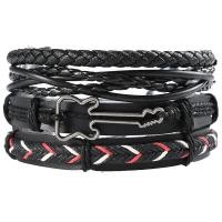 ราคา กําไลข้อมือหนังถัก ปรับได้ ประดับลูกปัดไม้ เชือกถัก สําหรับผู้ชาย และผู้หญิง Set Leather Bracelet (16219681345)