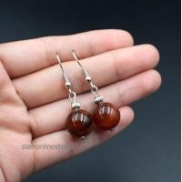 ราคา EARRING ต่างหูประดับด้วยหินอาเกตสีน้ำตาลส้ม ขนาด 12 มม AGATE หินแห่งความสดใส by siamonlineshop (5124364946)