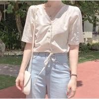 ราคา เสื้อคอวีเอวลอย ผูกเอว (17546913480)