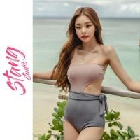 ราคา พร้อมส่งในไทย ชุดว่ายน้ำวันพีช ทูโทน เว้าเอว มีสายผูกรอบเอว ผ้าร่อง มี2 สี น้ำตาลครีมและม่วง สไตล์เกาหลี (21026860828)