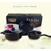 ราคา Y 398 ชุดหม้อและกระทะเคลือบเทปล่อน 3 ใบพร้อมฝาปิด 1 ฝา (1308540765)