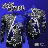 ราคา เสื้อตกปลา JK THAILAND ลาย BASS FISH สีน้ำเงิน ป้องกันรังสี UV 80 90 สีไม่ตก แห้งเร็ว (10303692095)