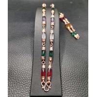 ราคา ชุดสร้อยคอ สร้อยข้อมือสีนาคลายโกเมนแท่งทรงกลมเจียเหลี่ยมรอบสีแฟนซี งานเคลือบพิเศษเกรด A สวมหัวได้ ยาว 24 นิ้ว N0142 B1 (12791230783)