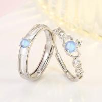 ราคา 925แหวนเพชรคริสตัลสีเงินปรับได้แหวนแต่งงานคู่แหวนคริสตัลเพชรคู่แหวน (20836985512)