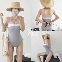 ราคา ชุดว่ายน้ำวันพีซ บอดี้สูทไหมพรม แนวมินิมอล ชมพูเทา มีฟองน้ำ พร้อมส่งในไทย (21021472853)