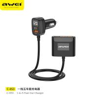 ราคา Awei C 853 ที่ชาร์จในรถยนต์5 in 1ที่ชาร์จด้านหน้าและด้านหลังรองรับพอร์ตเอาต์พุต3 USB 2 Type C สำหรับ iPhone Huawei Samsung ทุกมือถือ (21049071103)
