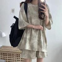 ราคา ชุดเซ็ท2ชิ้น เสื้อ กางเกงขาสั้น ลายหินอ่อน ผ้าบาง ไม่หนาใส่สบาย (15641848838)
