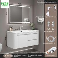 ราคา ตู้เก็บของในห้องน้ำสีขาวที่มีกระจกในชุดพร้อมอ่างล้างหน้าและตู้เก็บของในห้องน้ำ (20413618256)