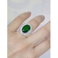ราคา แหวนเงินผู้ชายสีเขียวเข้มล้อมเพชรข้างมังกร (17541080911)