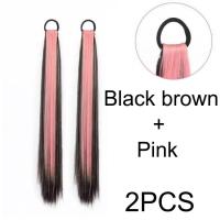 ราคา วิกผมสังเคราะห์หางม้ายางรัดสำหรับผู้หญิงยาว50ซม ผมหยิกหวานเล็กน้อยน่ารักยางมัดผมหางม้าคู่ (19695438404)
