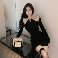 ราคา มินิเดรสสีดำคล้องคอ สีดำเดรสทรงเอ เดรสสั้นสีดำ เดรสสั้นสีดำ เดรสเปิดไหล่เเขนกุด (17942125781)