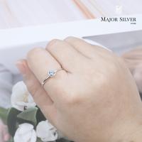 ราคา แหวนหุ้มเพชรCZ 5มิล แหวนเงินแท้ 92 5 แหวนเรียบๆ สไตล์มินิมอล แหวนเงินแท้ 100 Major Silver (10548337892)