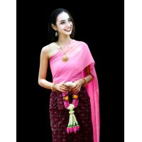 ราคา สไบผ้าด้านนุ่ม สไบผ้าจอร์เจีย สไบชุดไทยสไบสำเร็จรูป กว้าง13ยาว3ม (21175685806)