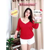 ราคา YD เสื้อยืดแฟชั่น คอวี หลังเว้า แขนยาว ผ้าเรย่อนเนื้อนุ่ม ไ ซส์ใหญ่ สุดเกร๋ อก 46 52นิ้ว ยาว25 (18336220467)