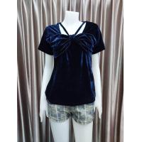 ราคา เสื้อกำมะหยี่ โบว์หน้าอก คล้องคอ อก 36 38 นิ้ว สวยเก๋ ผ้านิ่มเด้ง ใส่สบาย ไม่ร้อนค่ะ (21029730776)