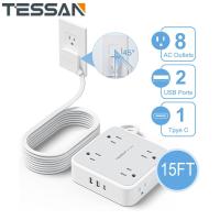 ราคา รางปลั๊กไฟ TESSAN 4 5M พร้อมช่องเสียบกว้าง 8 ช่อง เครื่องชาร์จ USB 3 ช่อง พอร์ต USB C 1 ช่อง สายต่อขยายแบนบางเฉียบ 4 5M ปลั๊กแบน สถานีชาร์จเดสก์ท็อปที่จำเป็นสำหรับบ้านสำนักงานหอพัก (20402858840)