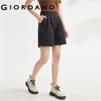 ราคา GIORDANO ผู้หญิง ปุ่มทอจีบกึ่งยางยืดเอวหลวมชุดลำลองกางเกงขาสั้น Free Shipping 13403320 (18298530602)