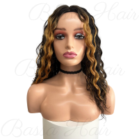 ราคา BASSAHAIR วิกผมสีดำแอฟริกันสีดำและสีน้ำตาลวิกผมยาวลอนทนความร้อนวิกผมผสมสี (16516083039)