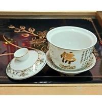 ราคา ถ้วยชา ฝาปิด แก้วน้ำชา ถ้วยน้ำชา ถ้วยฮ่องเต้ ถ้วยน้ำถวายพระ ถ้วยชงชาเซรามิก เขียนทอง เขียนฮุก (16851615786)